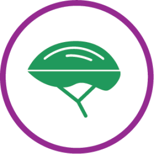 An icon with a bike helmet
